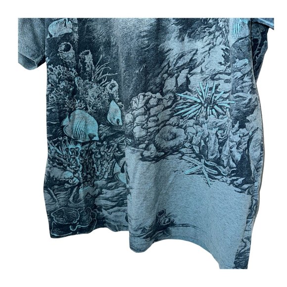 vintage 90s embroidered dolphin single stitch all over print ocean tshirt large - Picture 2 of 10